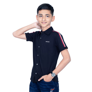 Boys Black Button Up Casual Shirt