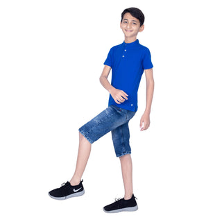 Boys Royal Pure Cotton Polo T-Shirt