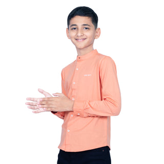 Boys Clay Chinese Collar Full Sleeves Shirt