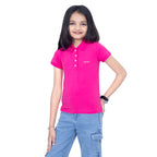 Girls Fuchsia Polo T-Shirt