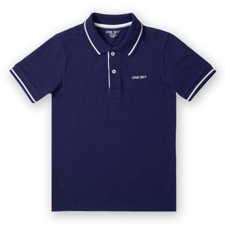 Boys Navy Tipping Polo T-Shirt