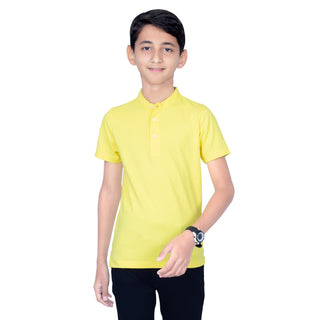 Boys Pop Yellow Classic Henley Polo T-Shirt