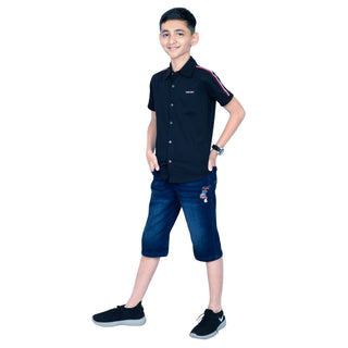 Boys Black Button Up Casual Shirt