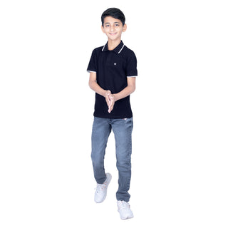 Boys Black Comfort Cotton Polo T-Shirt