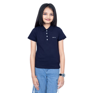 Girls Tommy Navy Polo T-Shirt