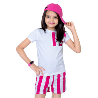 Unisex White Fuchsia Clothing Set