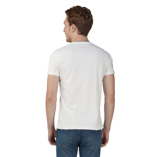 Men Off White Round Neck T-Shirt