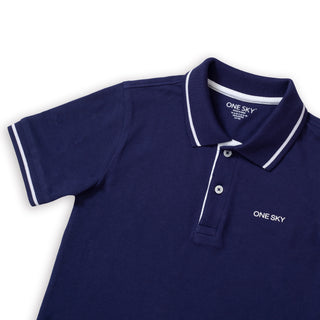 Boys Navy Tipping Polo T-Shirt