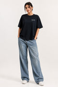 BLACK WOMEN HALF SLEEVE TSHIRT