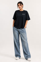 BLACK WOMEN HALF SLEEVE TSHIRT