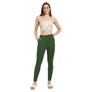 Women Dark Green Ankle Length Legging