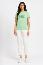 GREEN WOMEN HALF SLEEVE TSHIRT
