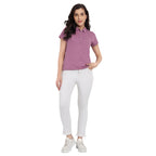 Women Mauve Comfort Cotton Polo T-Shirt