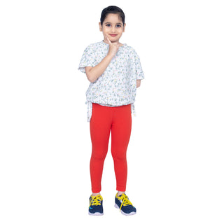 GIRLS BRIGHT RED LONG LENGTH LEGGING