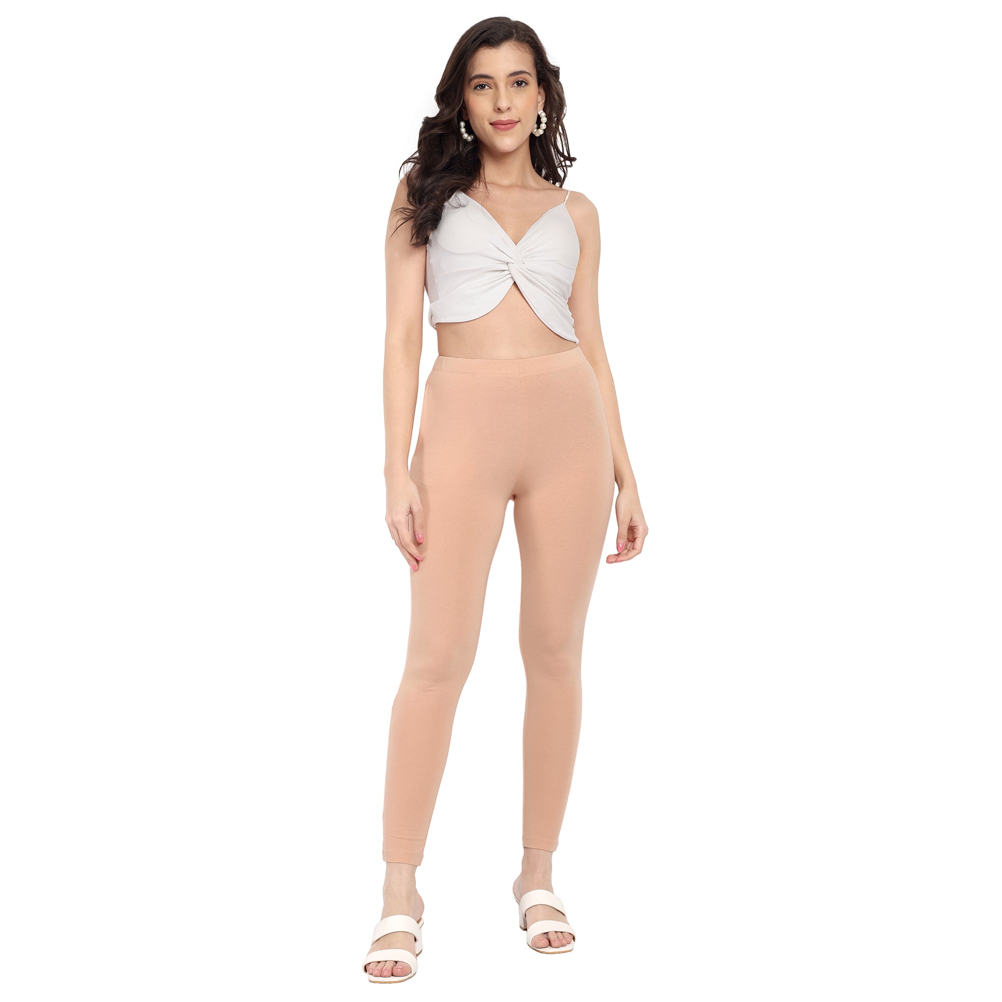 Women Cream Regular Legging