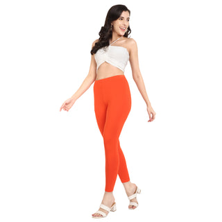 Women Orange Ankle Length Legging