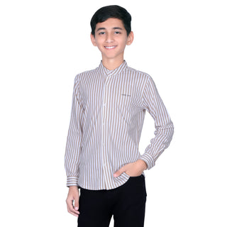 BOYS LINING BEIGE COTTON SHIRT