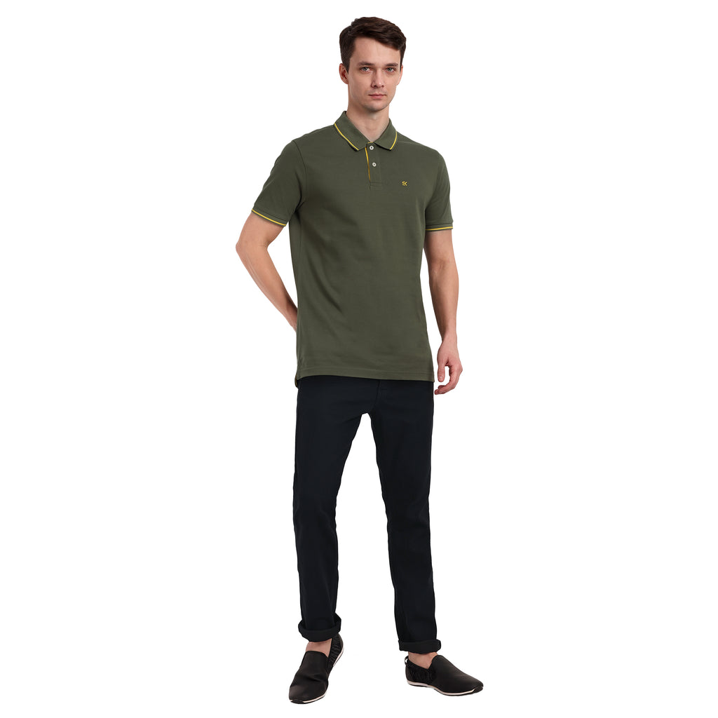 Men Nu Olive Round Neck T-Shirt