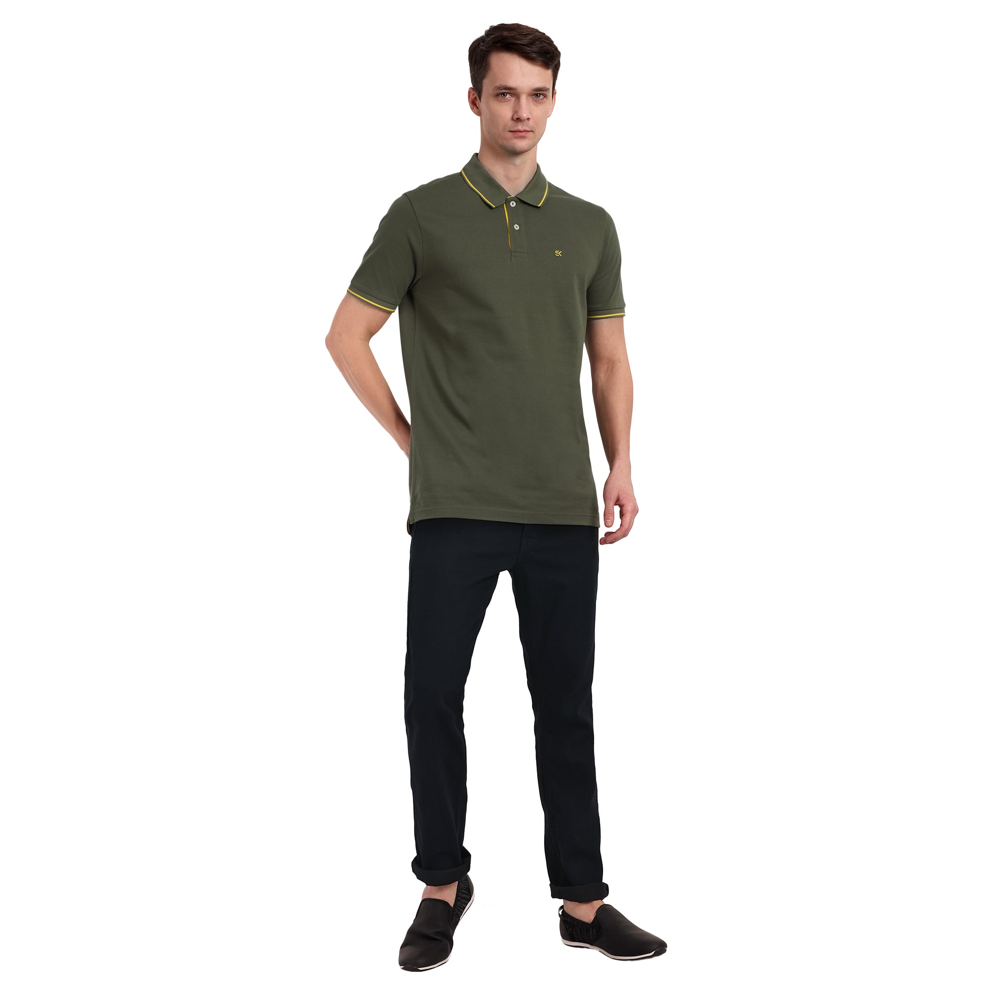 Men Nu Olive Round Neck T-Shirt