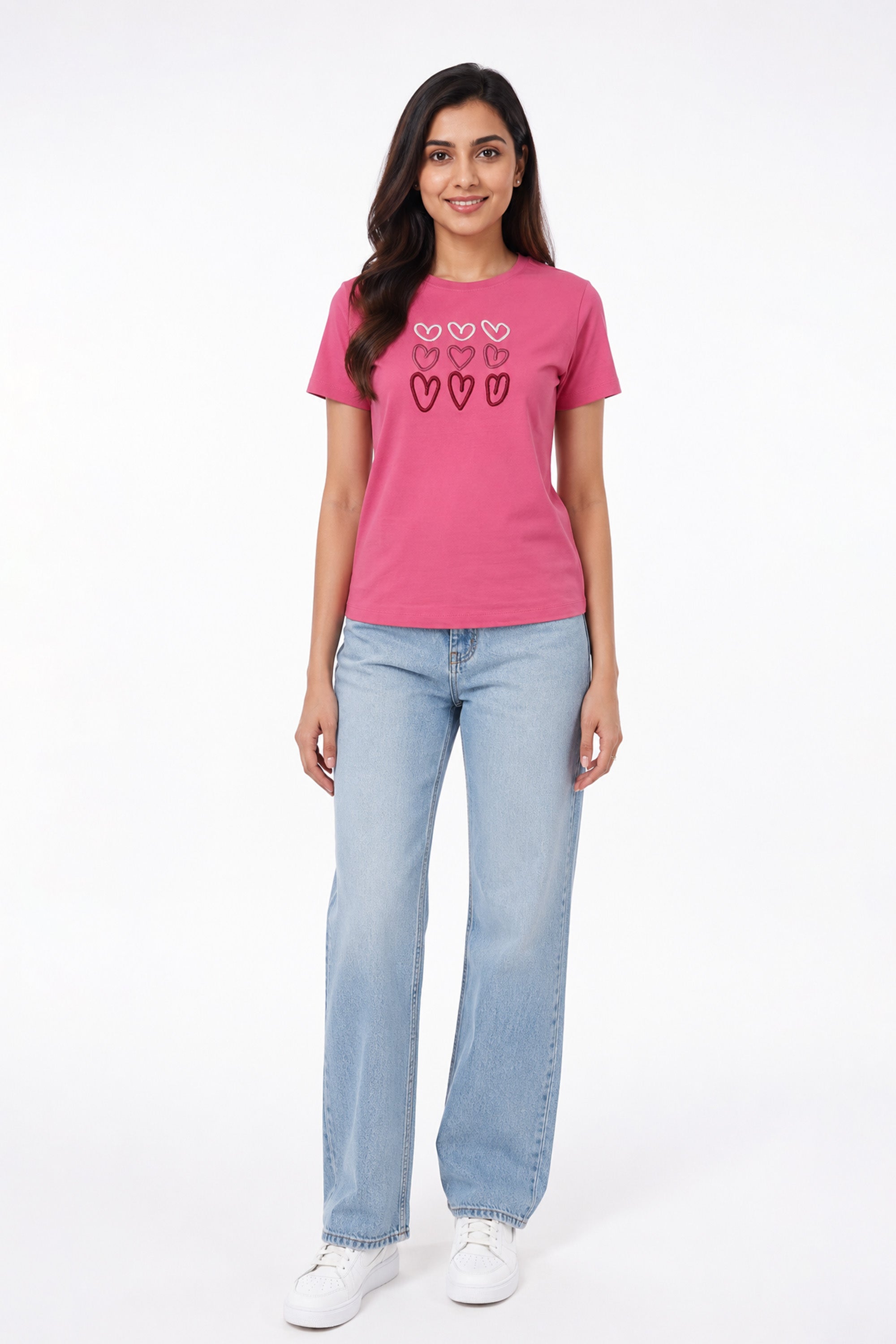 PINK WOMEN HALF SLEEVE TSHIRT