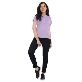 Women Purple Comfort Cotton Polo T-Shirt