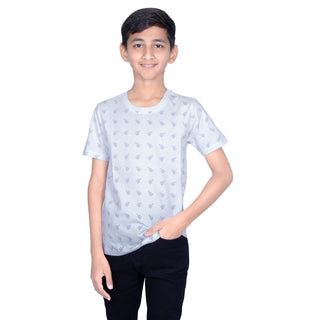 Boys Printed Pure Cotton T Shirt, White