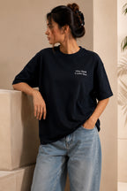 BLACK WOMEN HALF SLEEVE TSHIRT