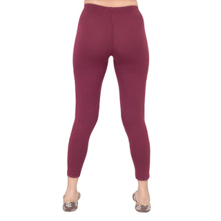 Women Burgandy Ankle Length Legging