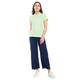 Women Light Green Comfort Cotton Polo T-Shirt