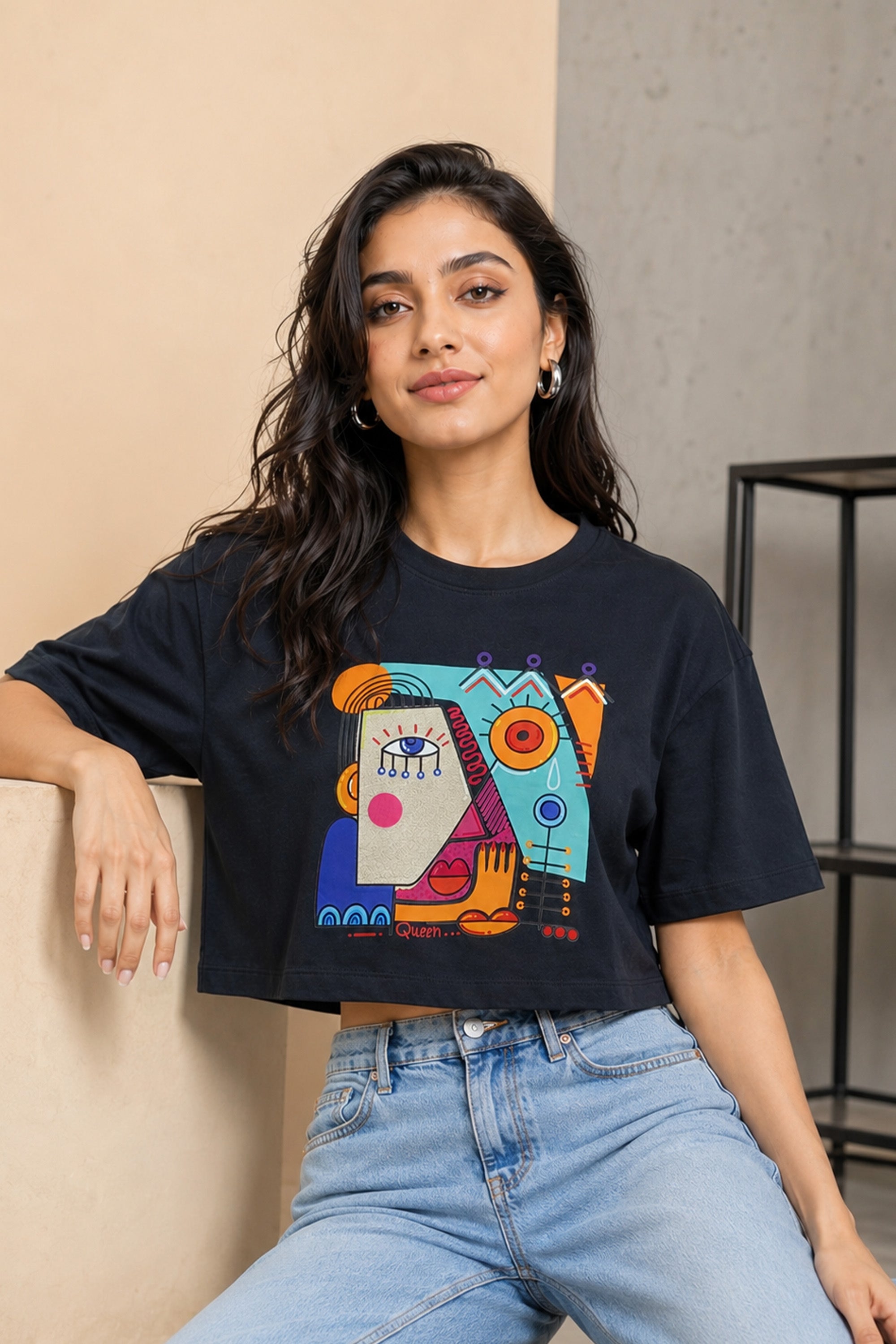 BLACK WOMEN HALF SLEEVE TSHIRT