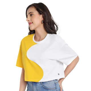 Women White Oversized Crop Top