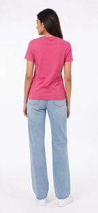 PINK WOMEN HALF SLEEVE TSHIRT