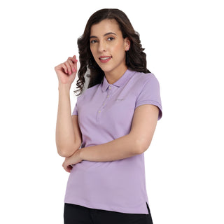 Women Purple Comfort Cotton Polo T-Shirt