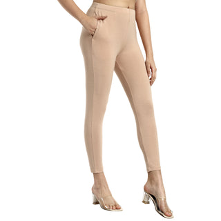 Women Cream Ankle Length Legging