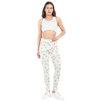 Women White Printed Cotton Legging