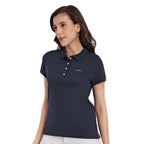 Women Dark Navy Comfort Cotton Polo T-Shirt