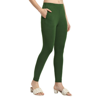 Women Dark Green Ankle Length Legging