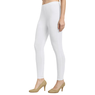 Women White Ankle Length Legging