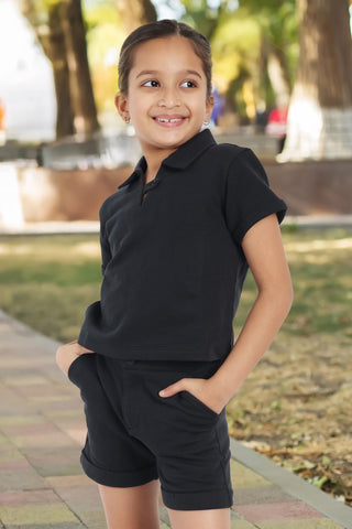 GIRLS BLACK BEAUTY SOLID CO-ORDS SET