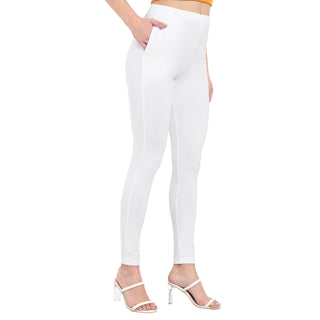 Women White Regular Legging