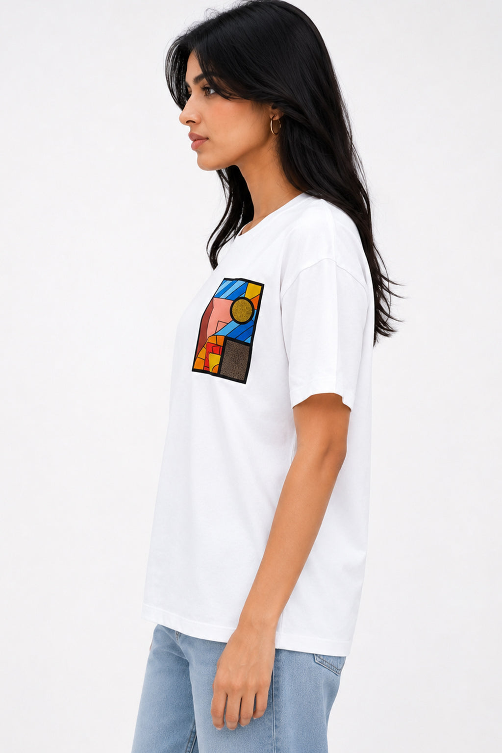 WHITE WOMEN HALF SLEEVE TSHIRT