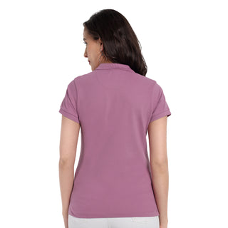 Women Mauve Comfort Cotton Polo T-Shirt