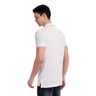 Men White Round Neck T-Shirt