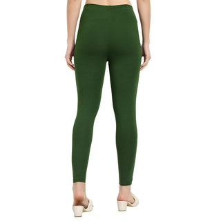 Women Dark Green Ankle Length Legging