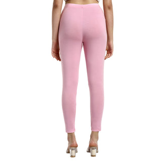 Women Baby Pink Ankle Length Legging