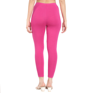 Women Fuchsia Pink Ankle Length Legging