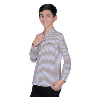 BOYS LINING BEIGE COTTON SHIRT