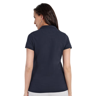 Women Dark Navy Comfort Cotton Polo T-Shirt