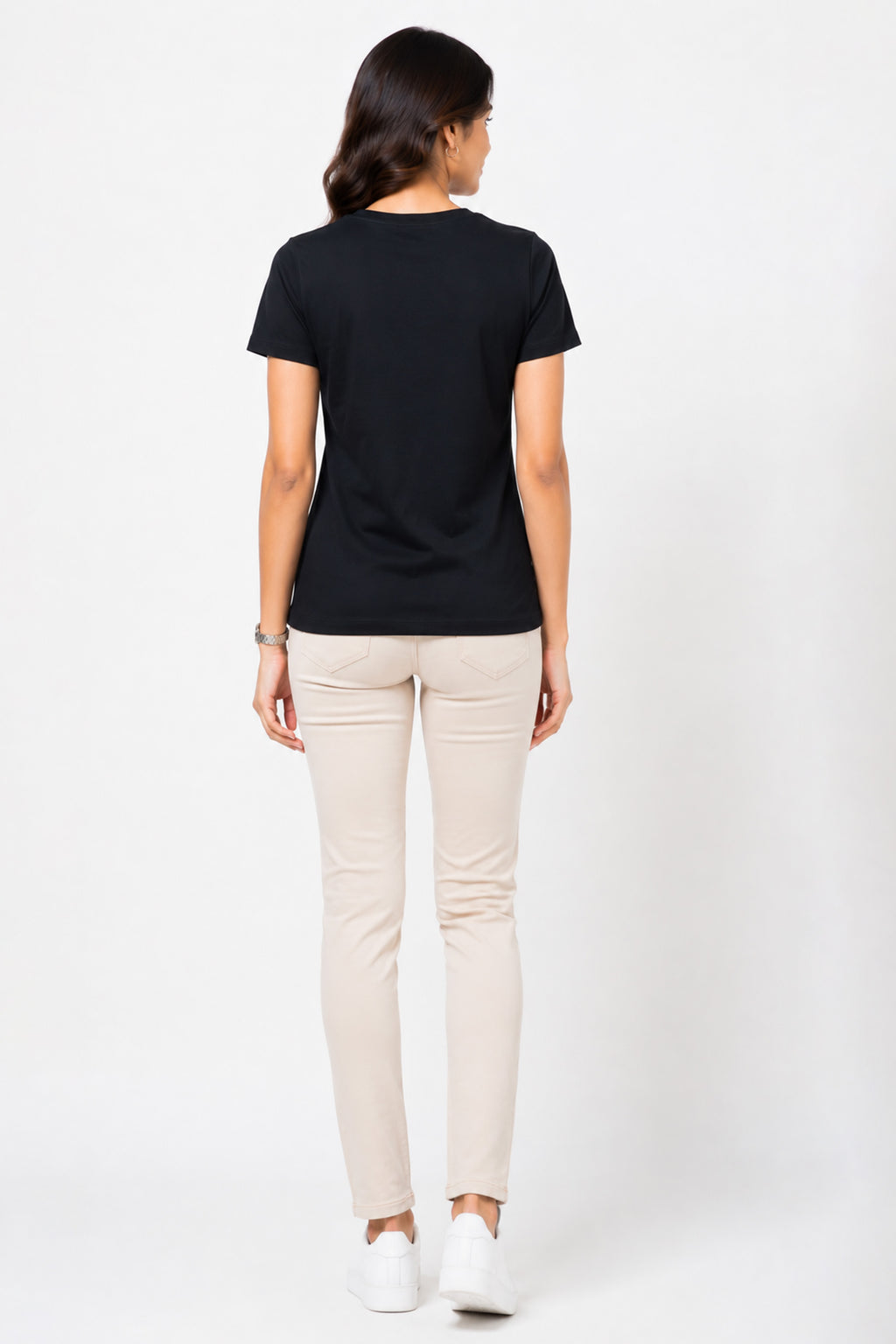 BLACK WOMEN HALF SLEEVE TSHIRT