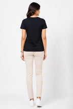 BLACK WOMEN HALF SLEEVE TSHIRT